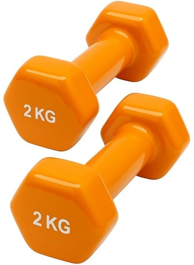 ENDLESS  Vinyl Coated Fixed Dumbbell for Gym Exercises | Pair of 2 Kg ( 2 * 4.4 LB ) | Material : Iron with Vinyl Coat | Weights for Women and Men - Image 1